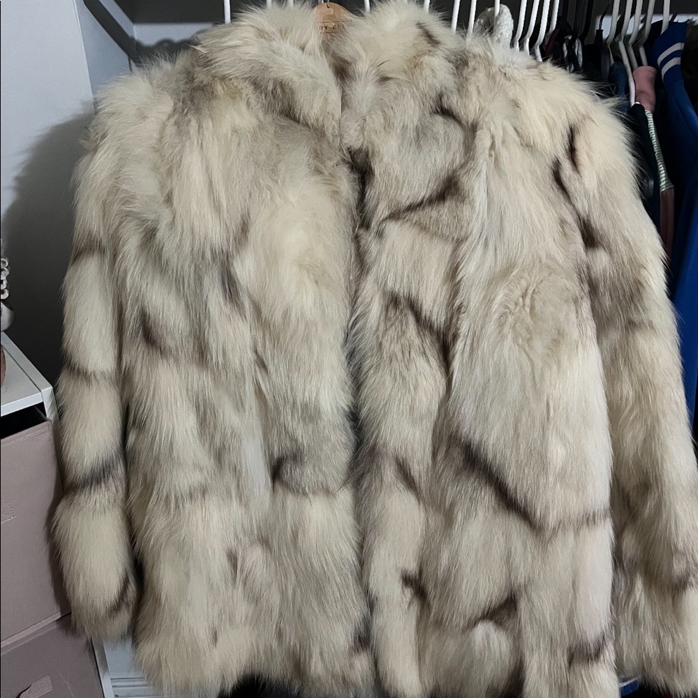 Genuine authentic white fox coat